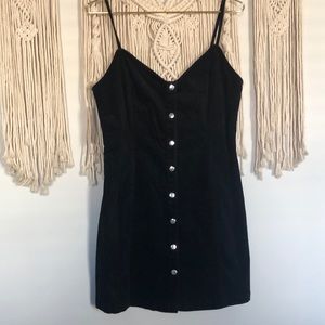 Black Corduroy Button Dress